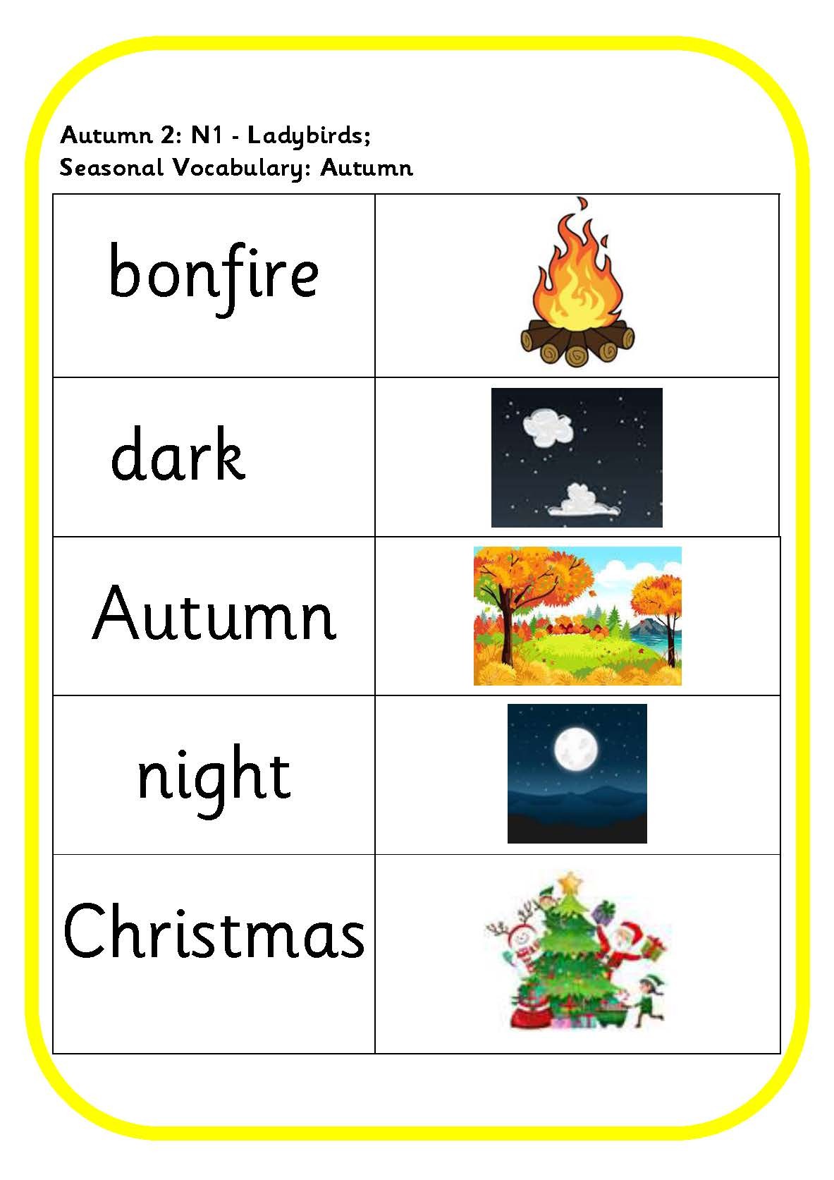 Seasonal vocabulary