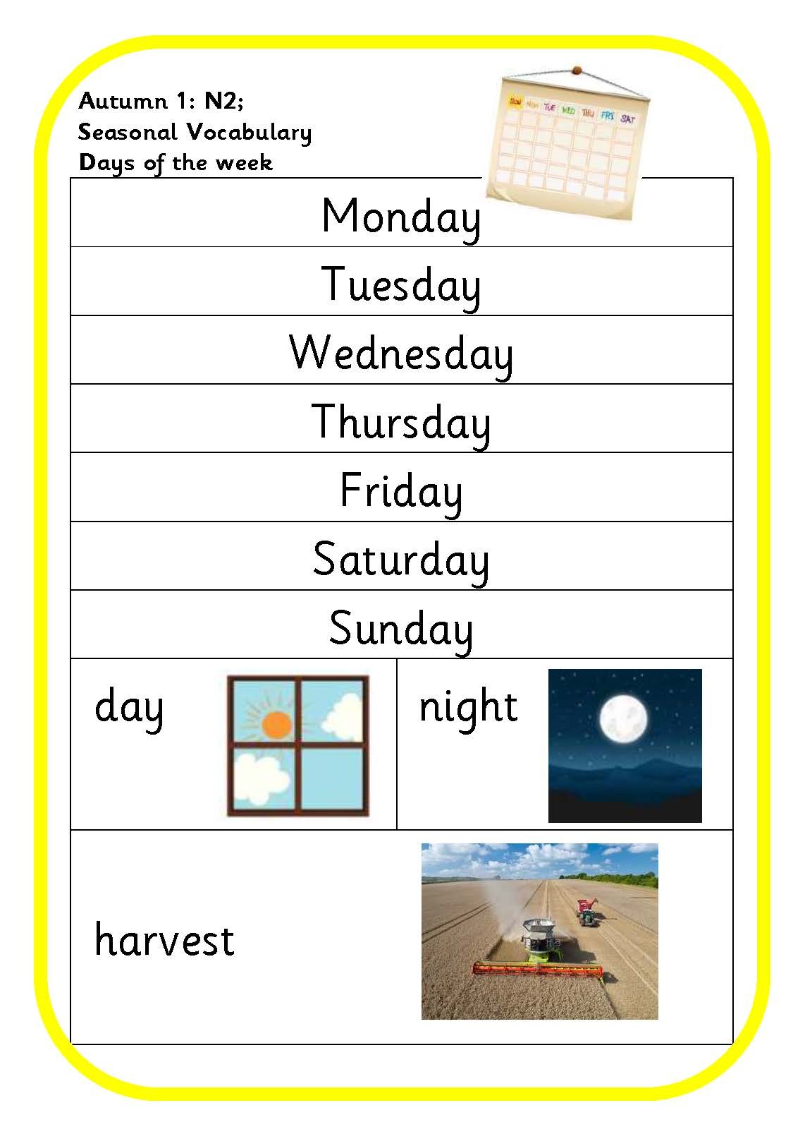 Seasonal vocabulary