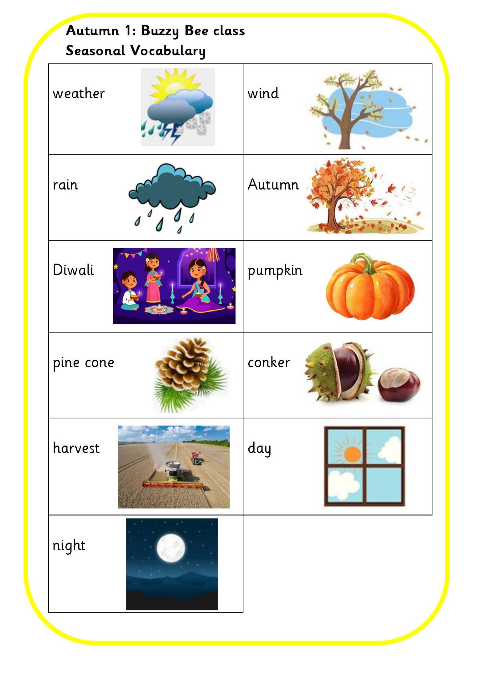 Seasonal vocabulary