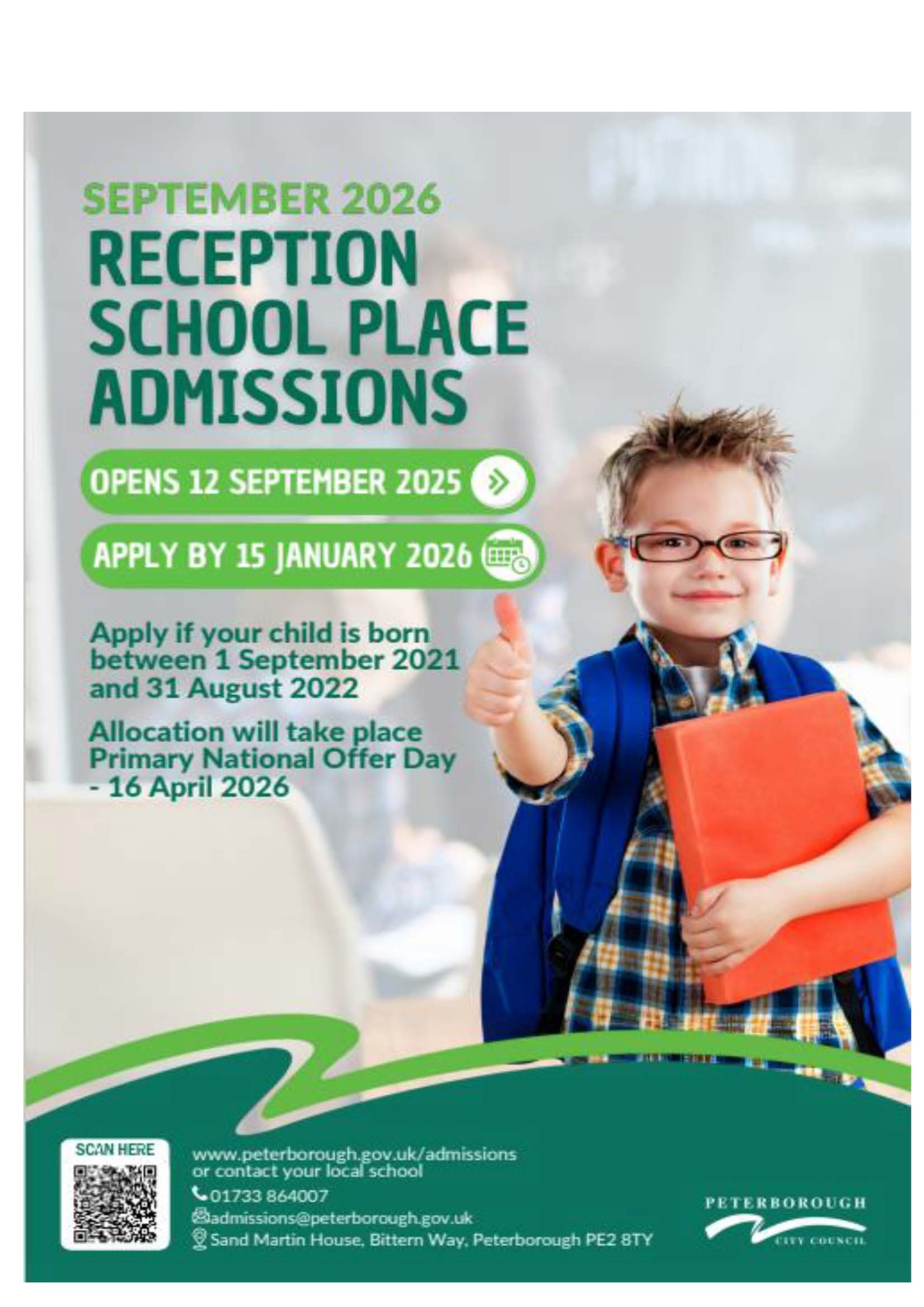 Reception school place admissions