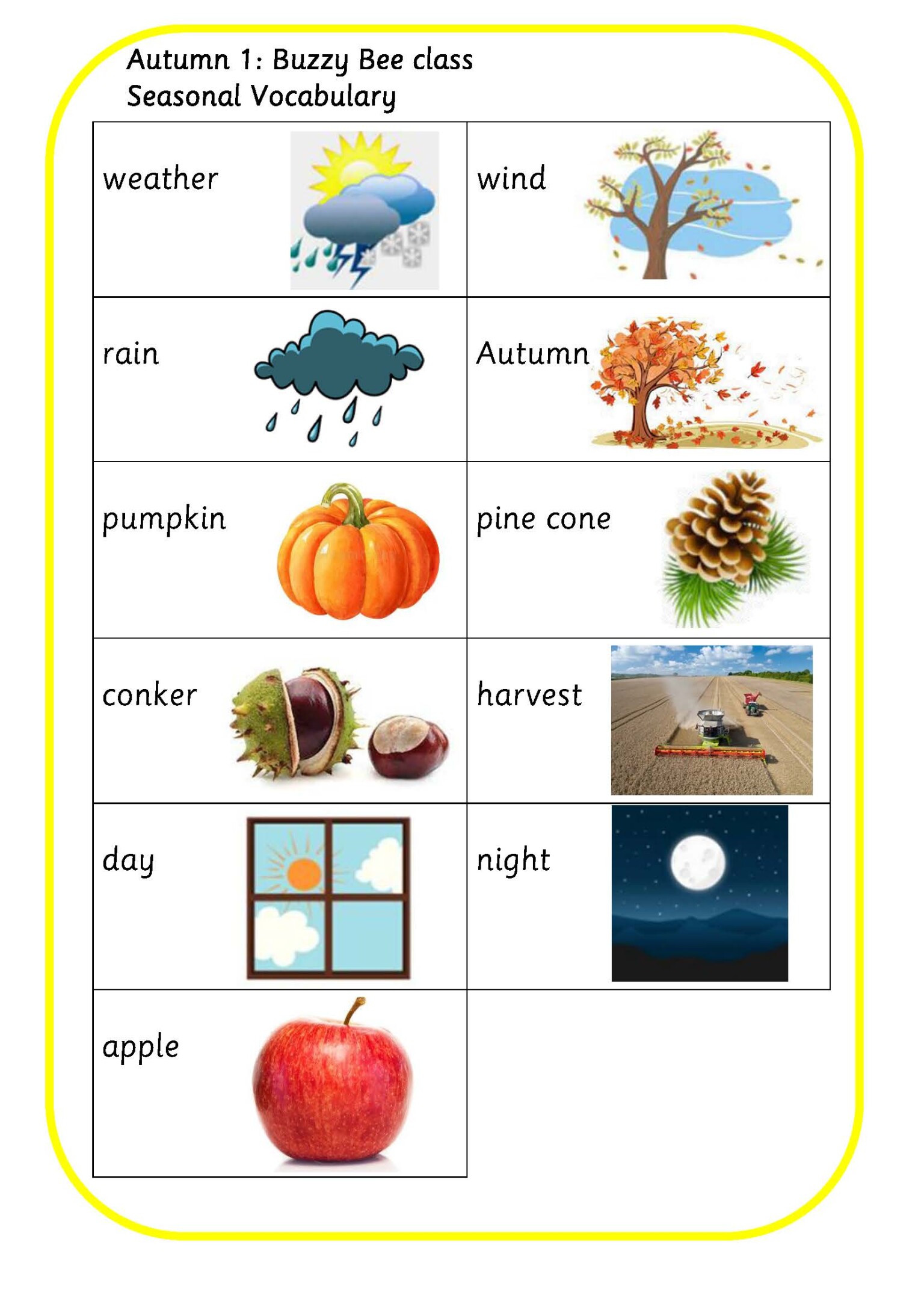 Seasonal vocab BB
