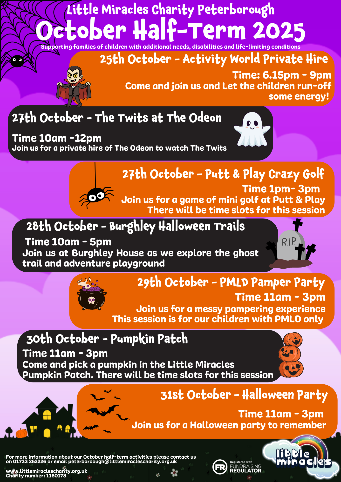 October Half Term activities - Little Miracles charity