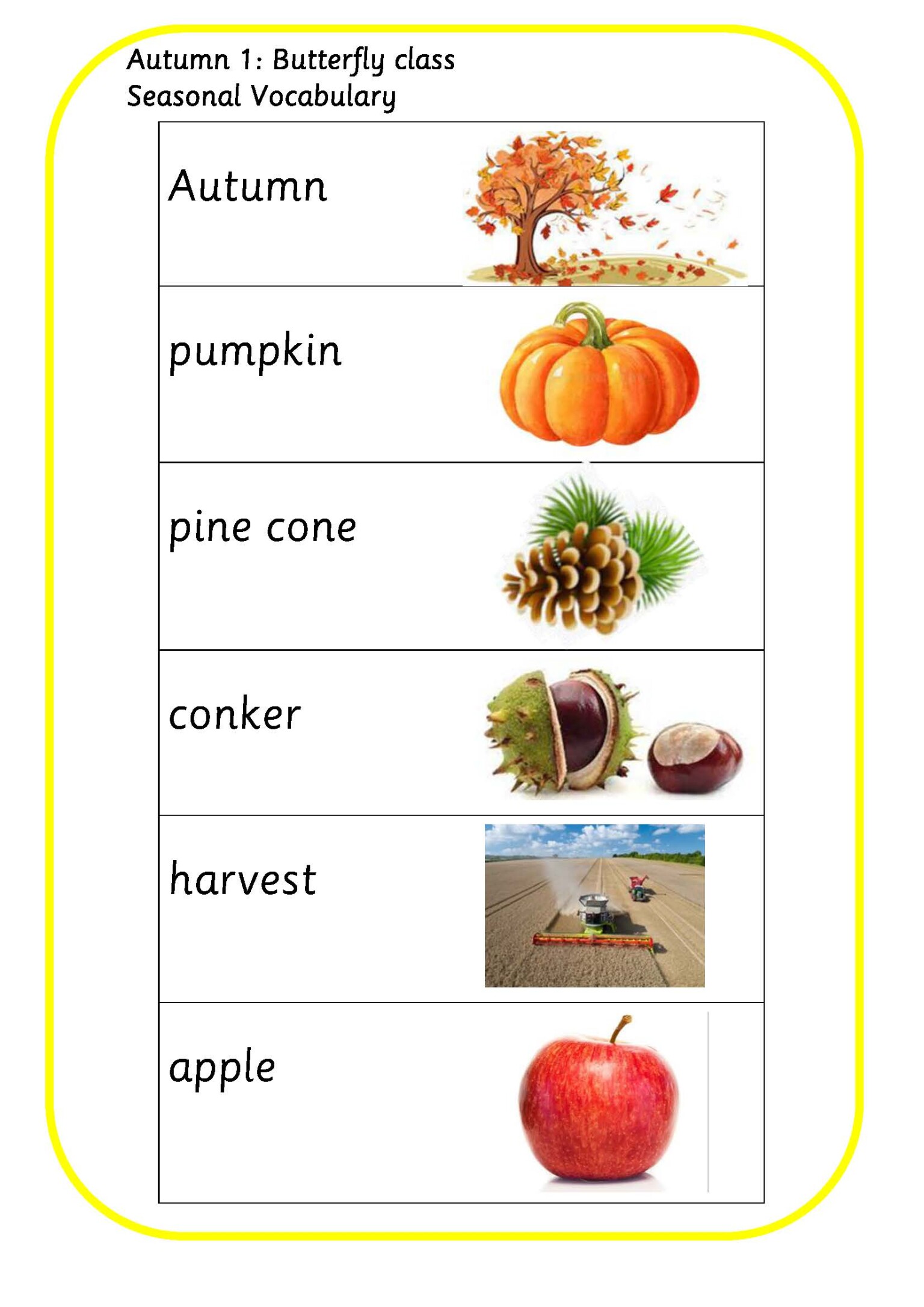 Seasonal vocab BF