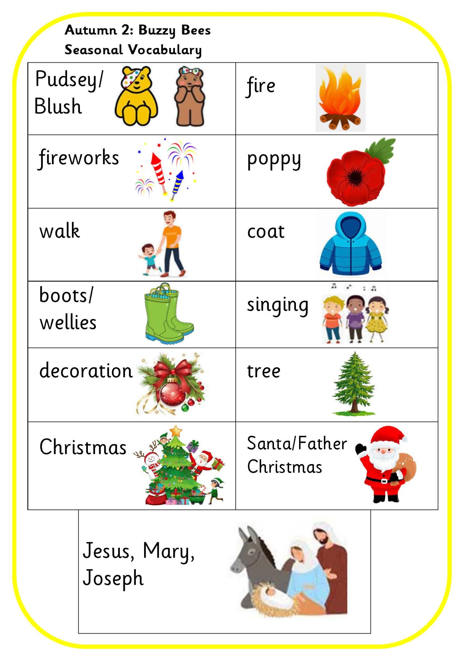 Seasonal vocabulary
