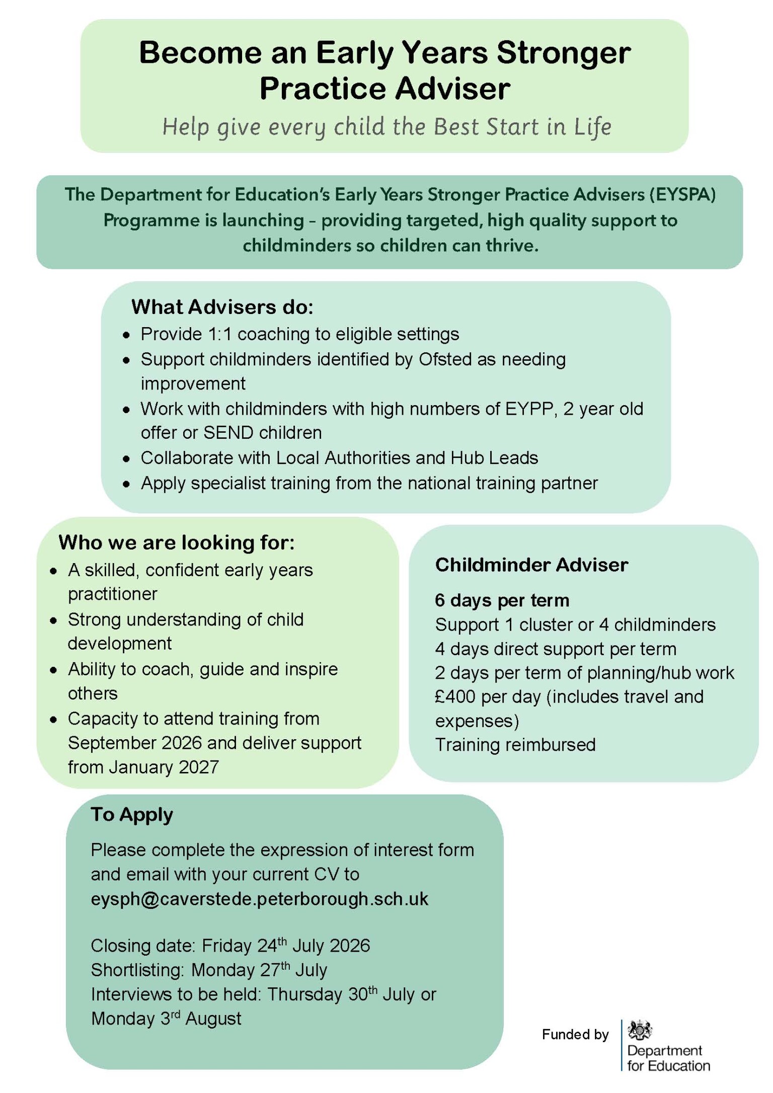 EYSPH Childminder Adviser role