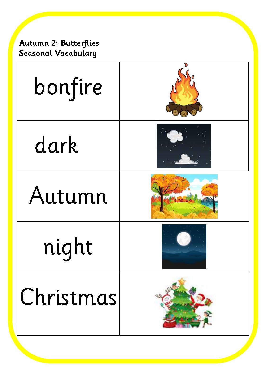 Seasonal vocabulary