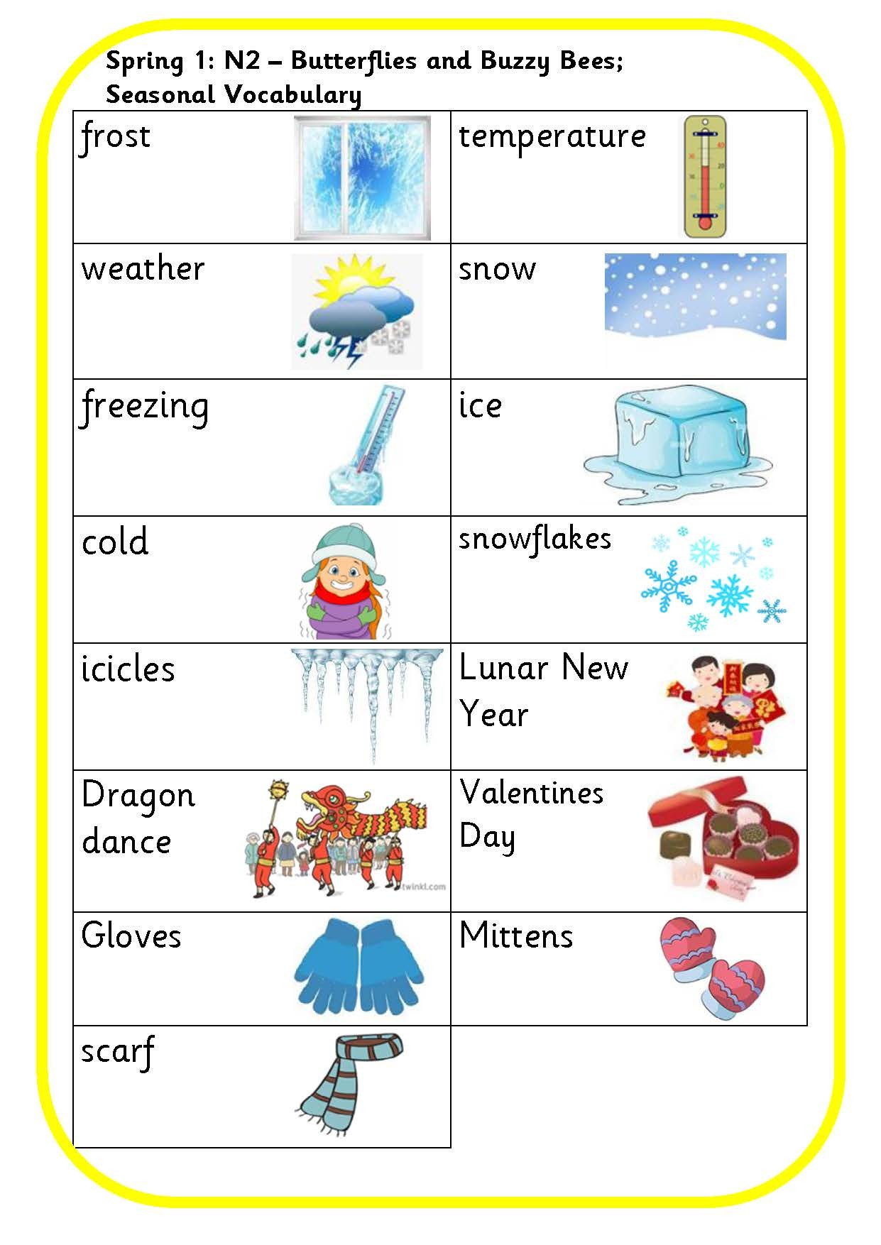 Seasonal vocabulary
