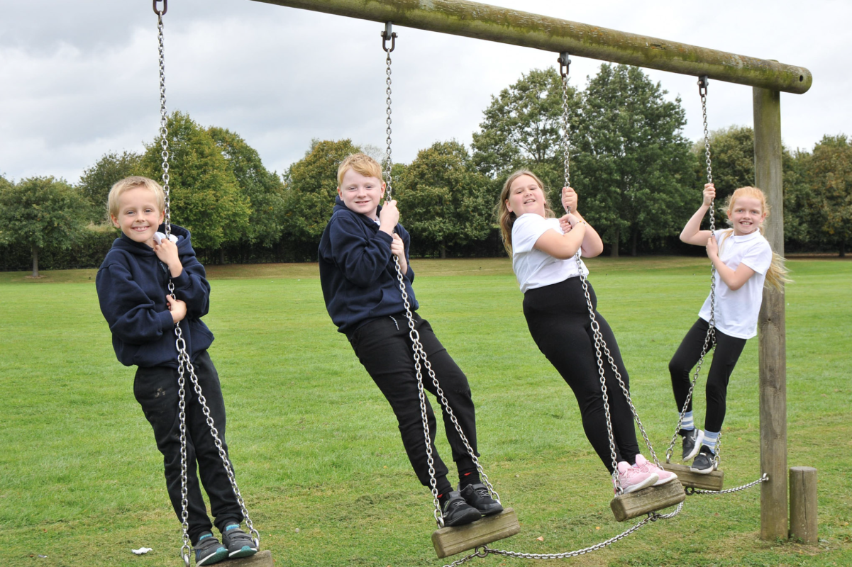 Children on trim trail