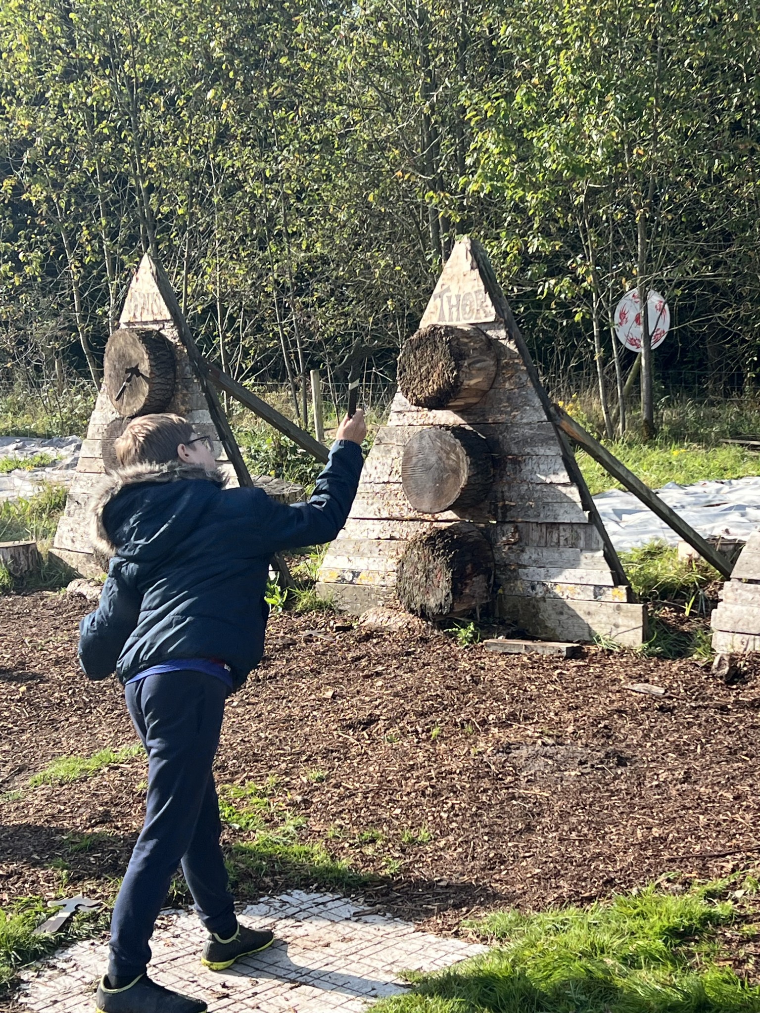 Axe throwing at Laches Wood