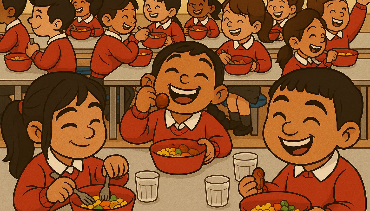 Lovely hot meals at lunchtime