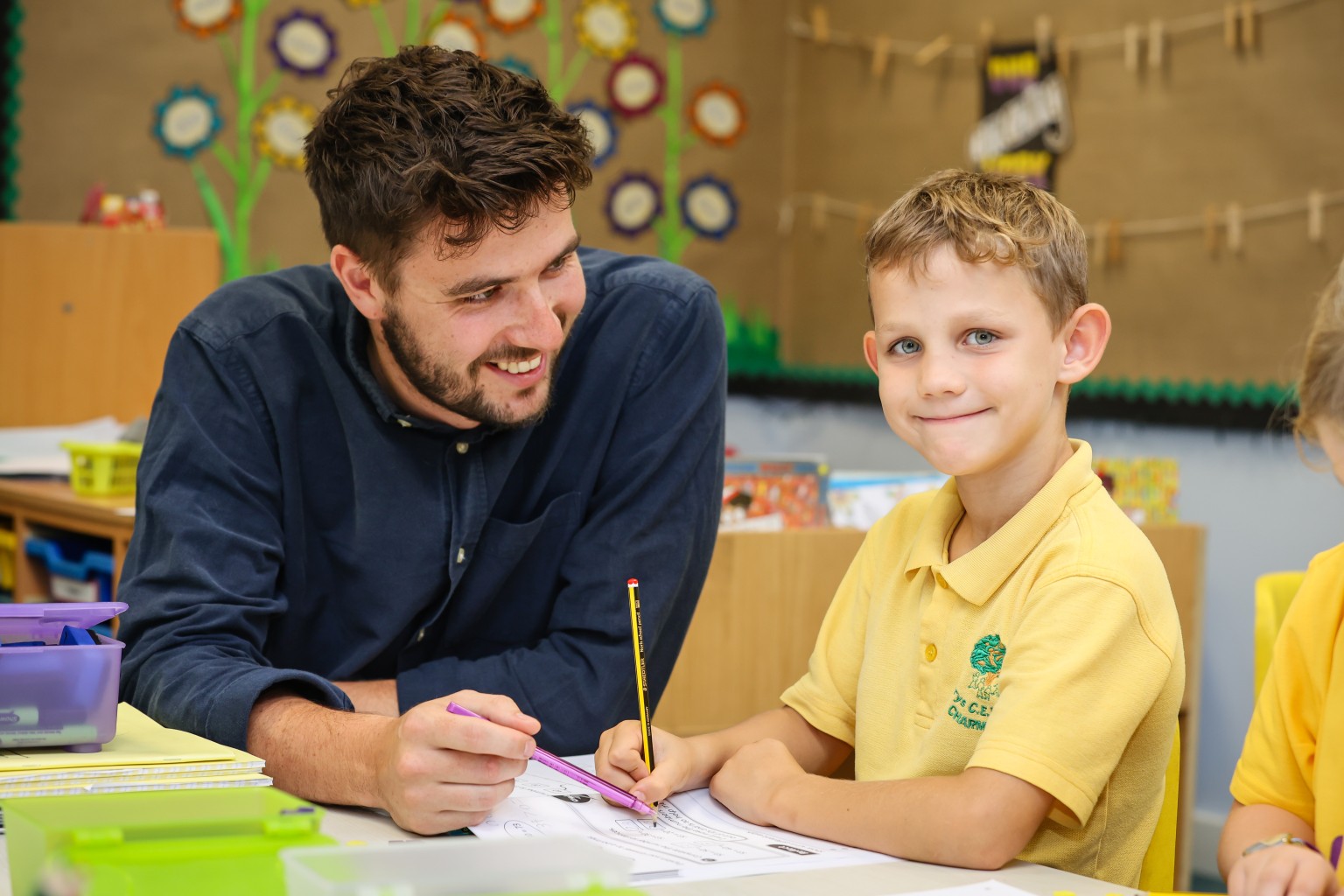 Teacher and pupil in the classroom