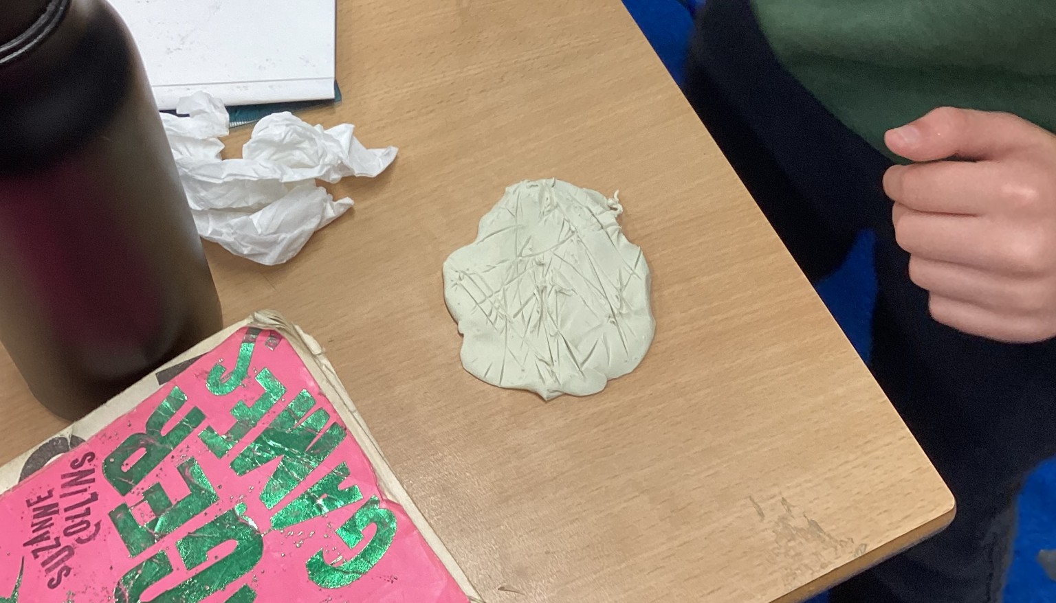 Exploring patterns with clay tools.