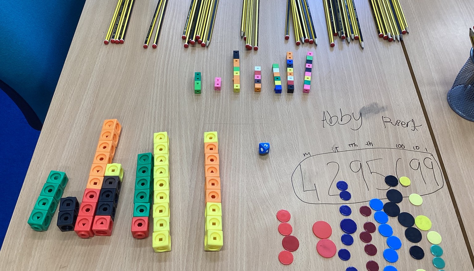 Showing the place value of 6 and 7 digit numbers.