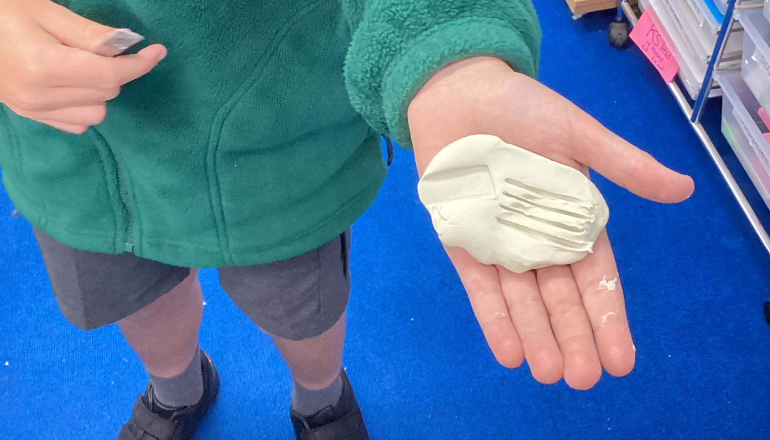 Exploring patterns with clay tools.