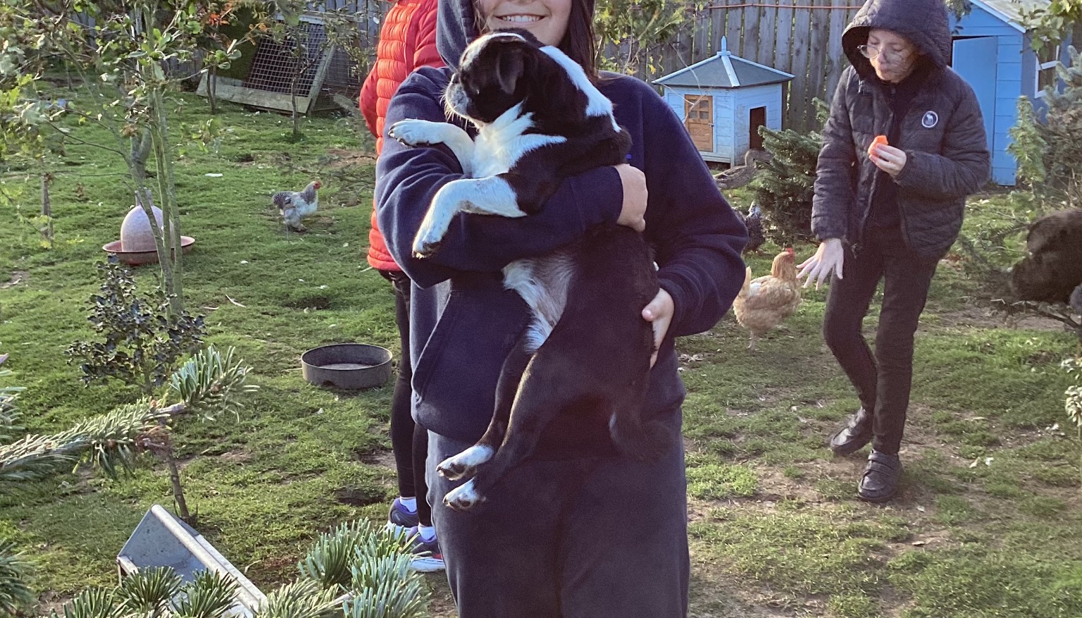 Donating food to feed the animals at the Hilltop Farm Sanctuary.