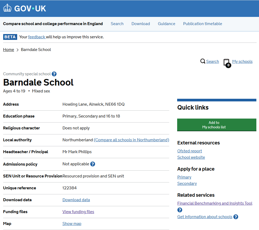 Link to school information