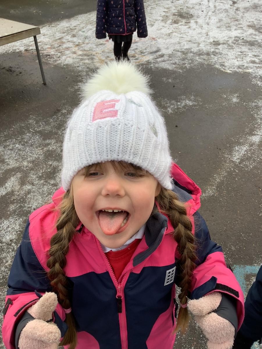 Catching snow on our tongues. 