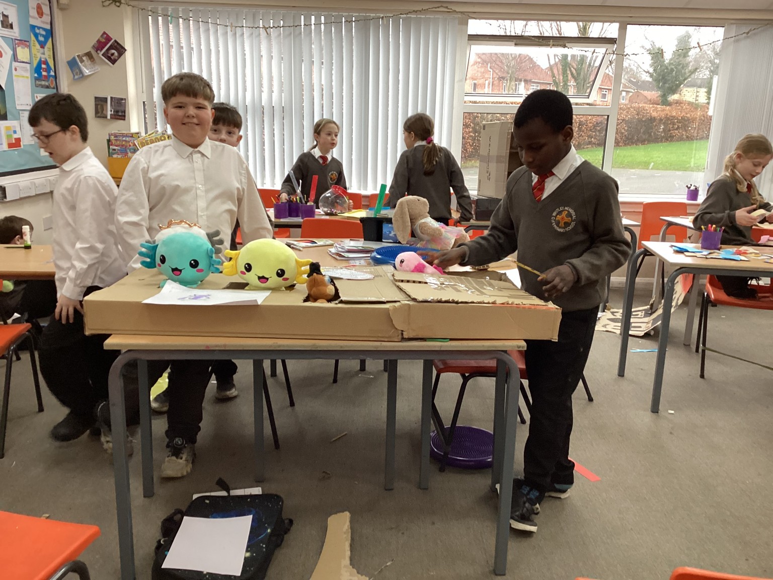 Year 5 created art installations using every day objects that represented them using the theme of love.