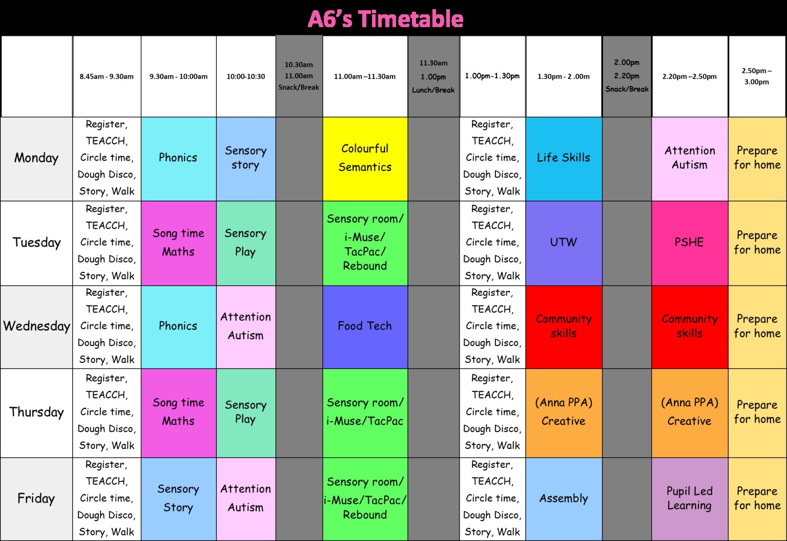 A6 timetable