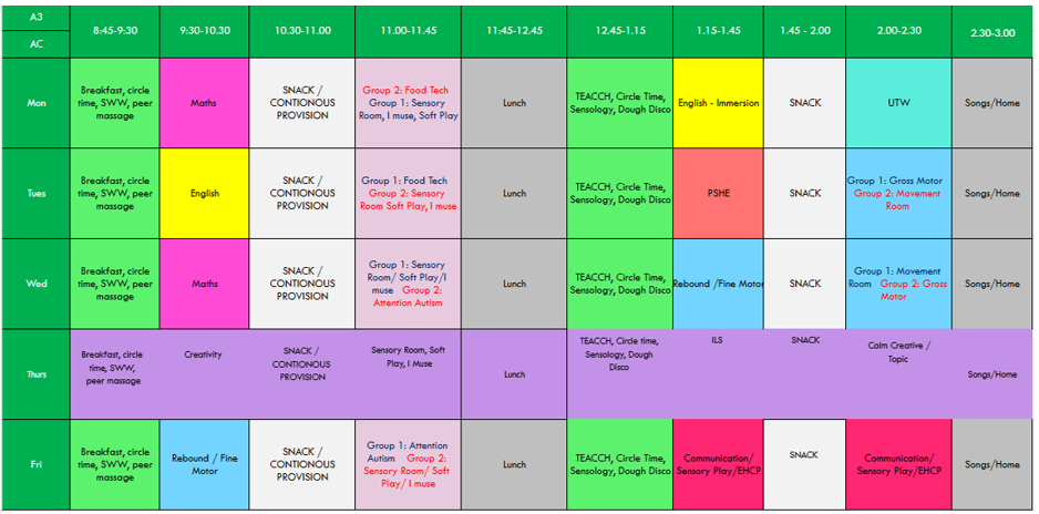 A3 timetable