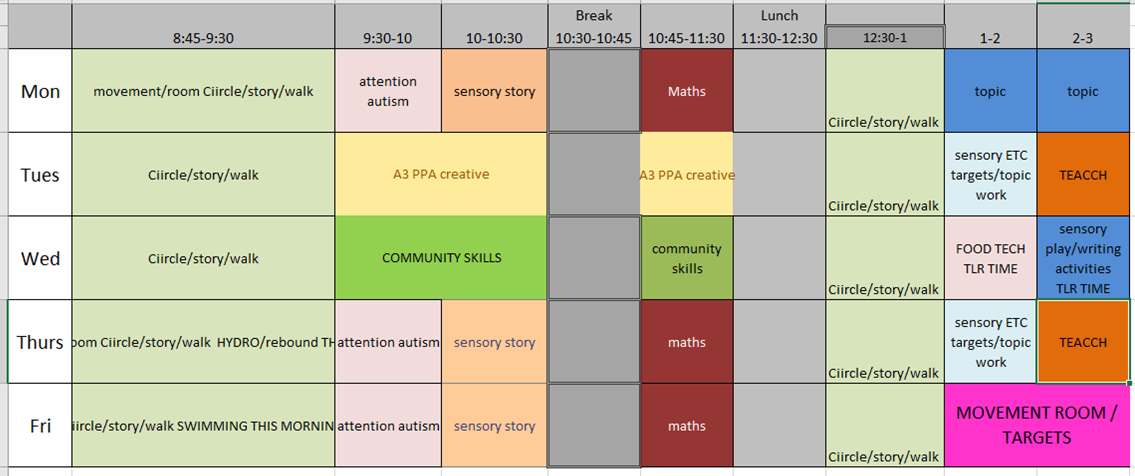 A3 timetable