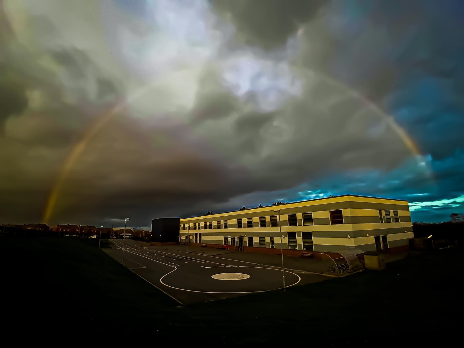 Hill Top School School with Rainbow