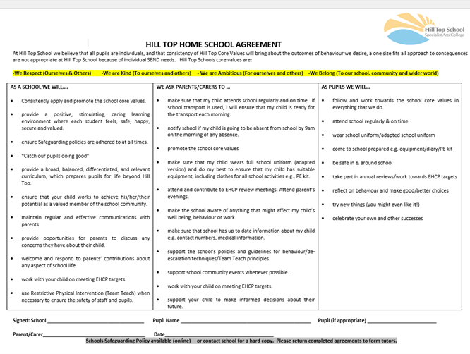 home school agreement