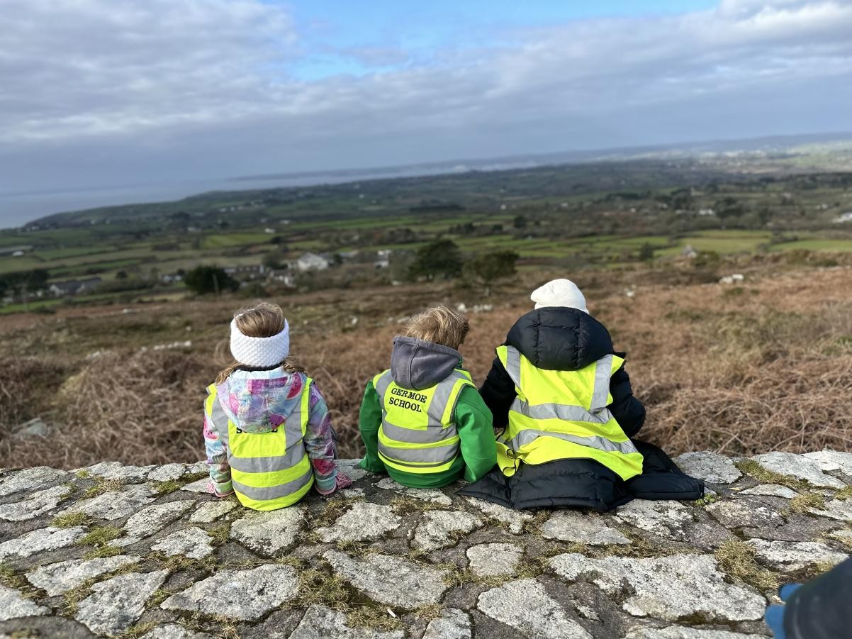 Children sat on a wall 