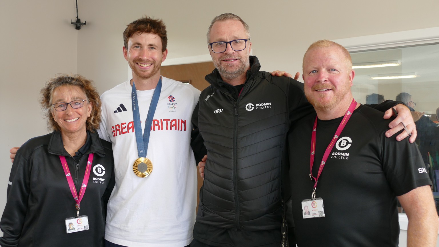 Morgan Balding with staff at Bodmin College