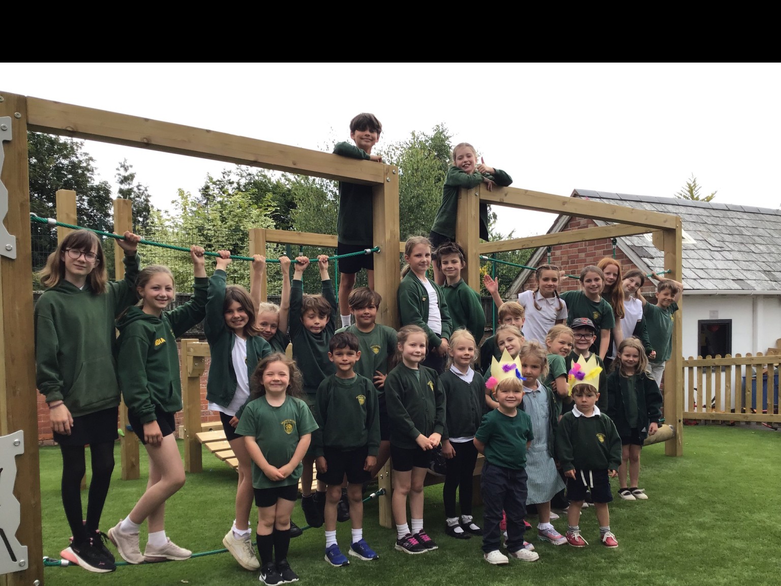 Children stood on a trim trail 